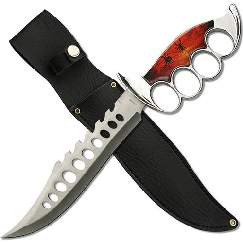 Spider Knuckle Handle Bowie Fixed Blade Knife - Tophatter's Army Products & Self Defense Collectible Weapons - Tophatter Daily Deals